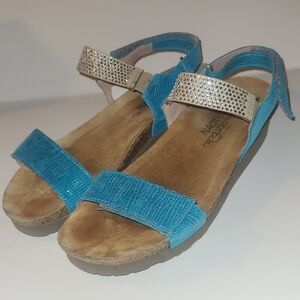 Naot Sandals with Rhinestone Strap Blue Adj Ankle Straps Beachy Boho Fairy Whims